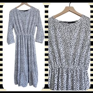 NEW COLLECTION RUFFLE BOTTOM POLKA DOT MIDI DRESS